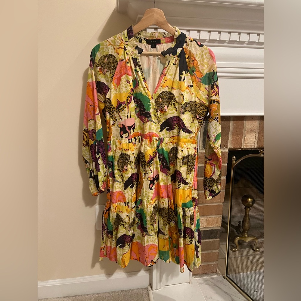 J. Crew tiered dress animal print size XS